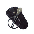 Stainless Steel Cigar Scissors in Black PVC Leather Pouch